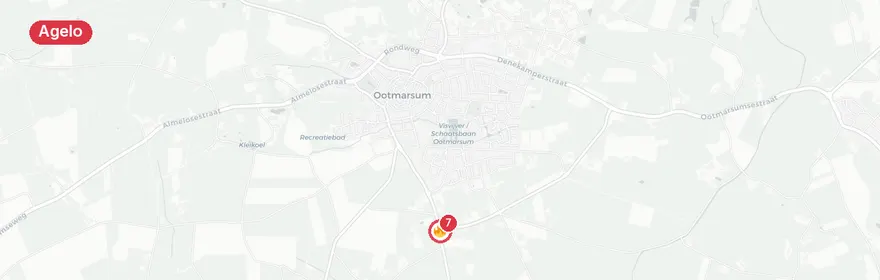 Kaart van Grote brand verwoest campingrestaurant Rossumerstraat Agelo