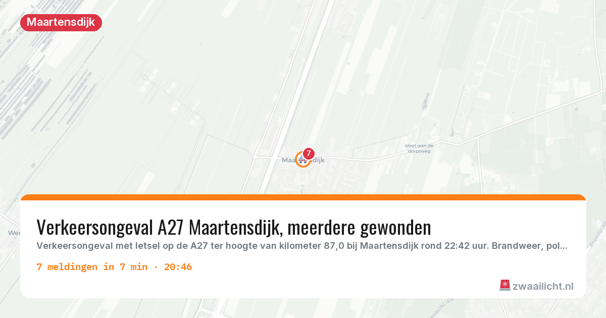 Kaart van de activiteitspiek bij Maartensdijk