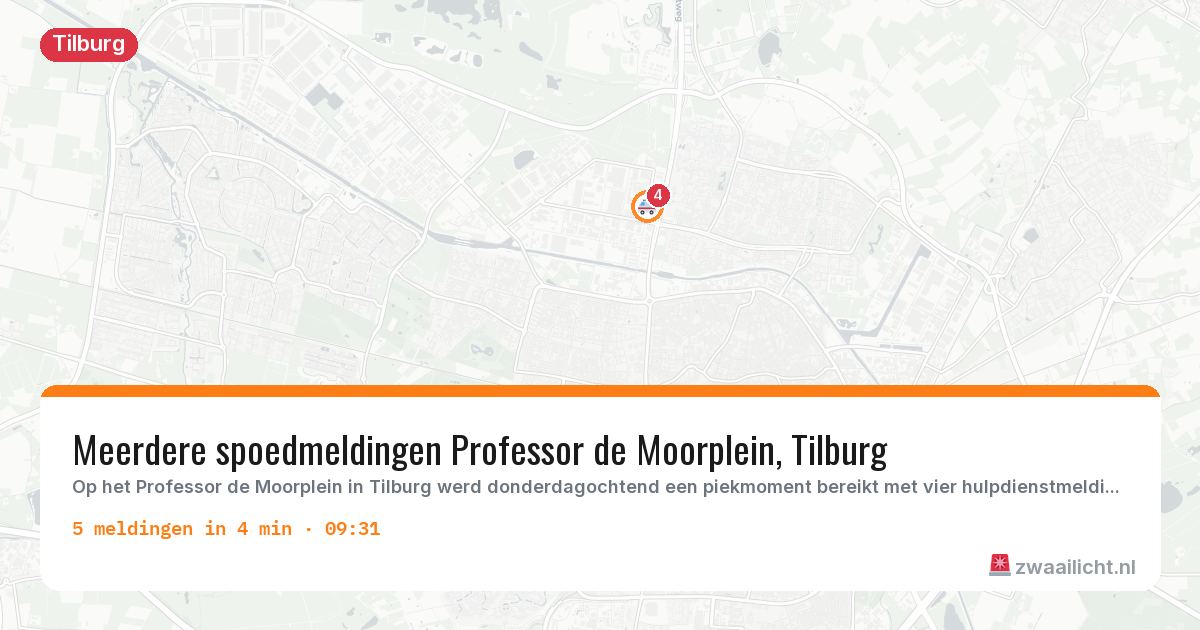 Kaart van de activiteitspiek bij Tilburg