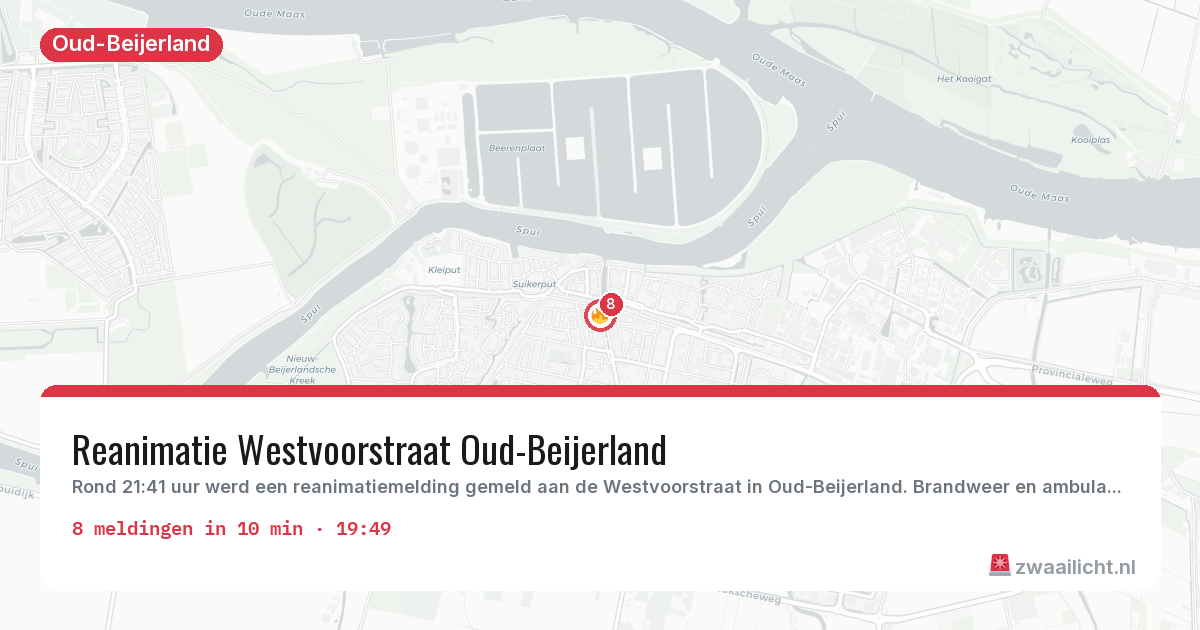 Kaart van de activiteitspiek bij Oud-Beijerland