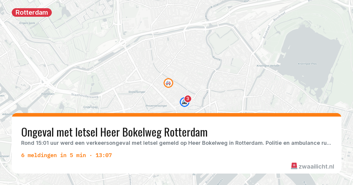 Kaart van de activiteitspiek bij Rotterdam