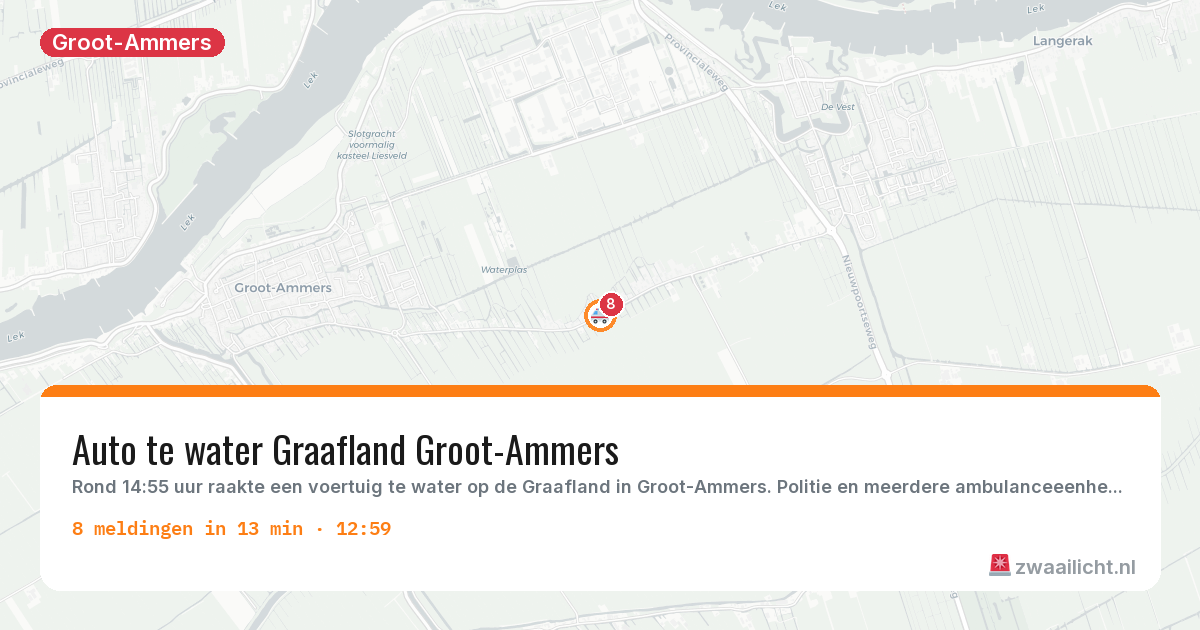 Kaart van de activiteitspiek bij Groot-Ammers