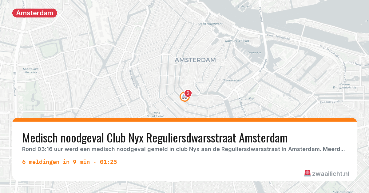 Kaart van de activiteitspiek bij Amsterdam