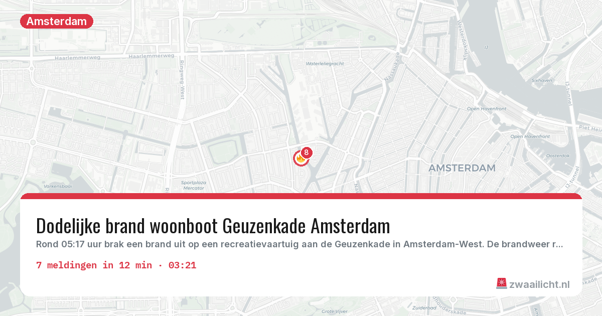 Kaart van de activiteitspiek bij Amsterdam