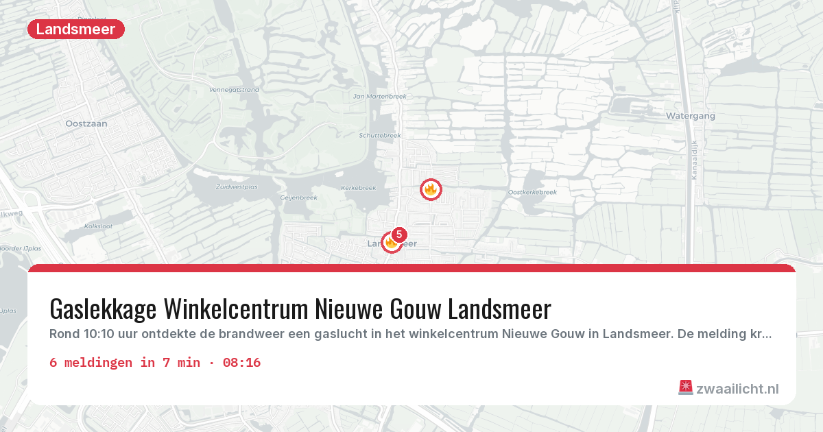 Kaart van de activiteitspiek bij Landsmeer