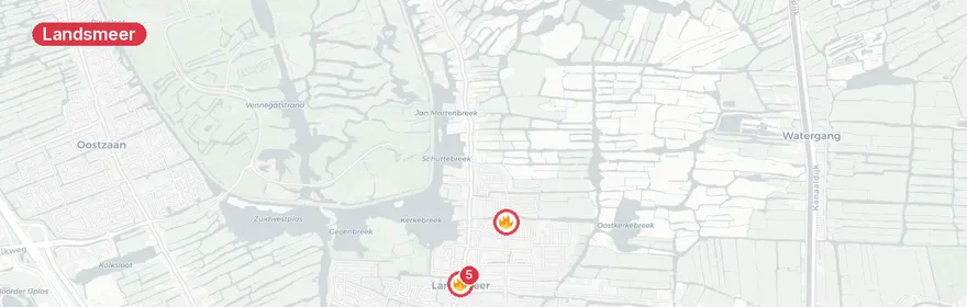 Kaart van Gaslekkage Winkelcentrum Nieuwe Gouw Landsmeer