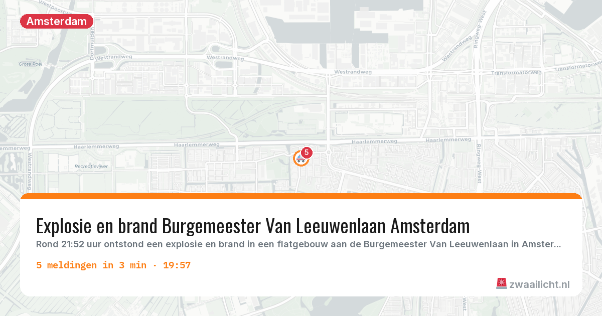 Kaart van de activiteitspiek bij Amsterdam