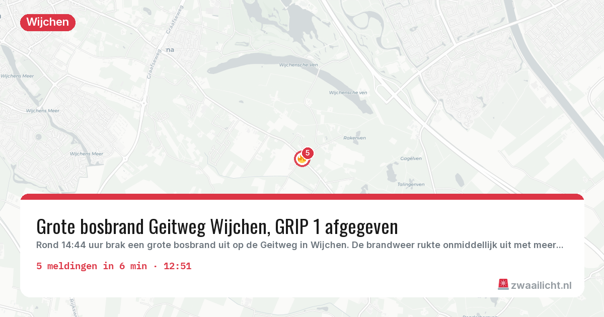Kaart van de activiteitspiek bij Wijchen