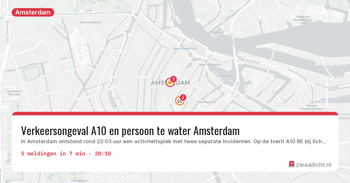 Kaart van de activiteitspiek bij Amsterdam