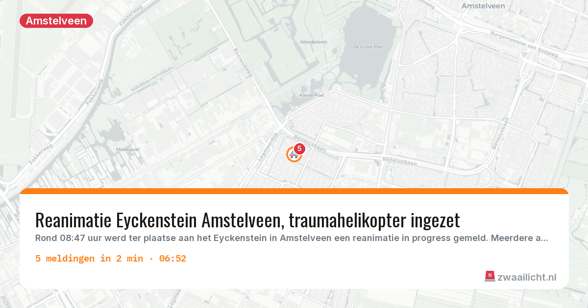 Kaart van de activiteitspiek bij Amstelveen