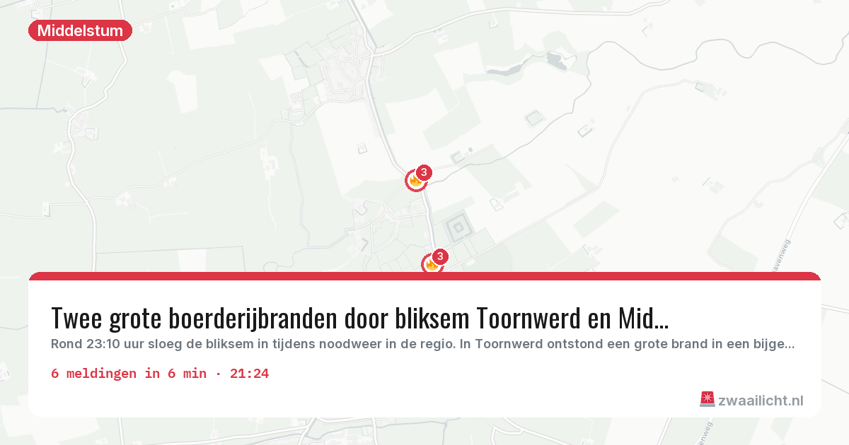 Kaart van de activiteitspiek bij Middelstum