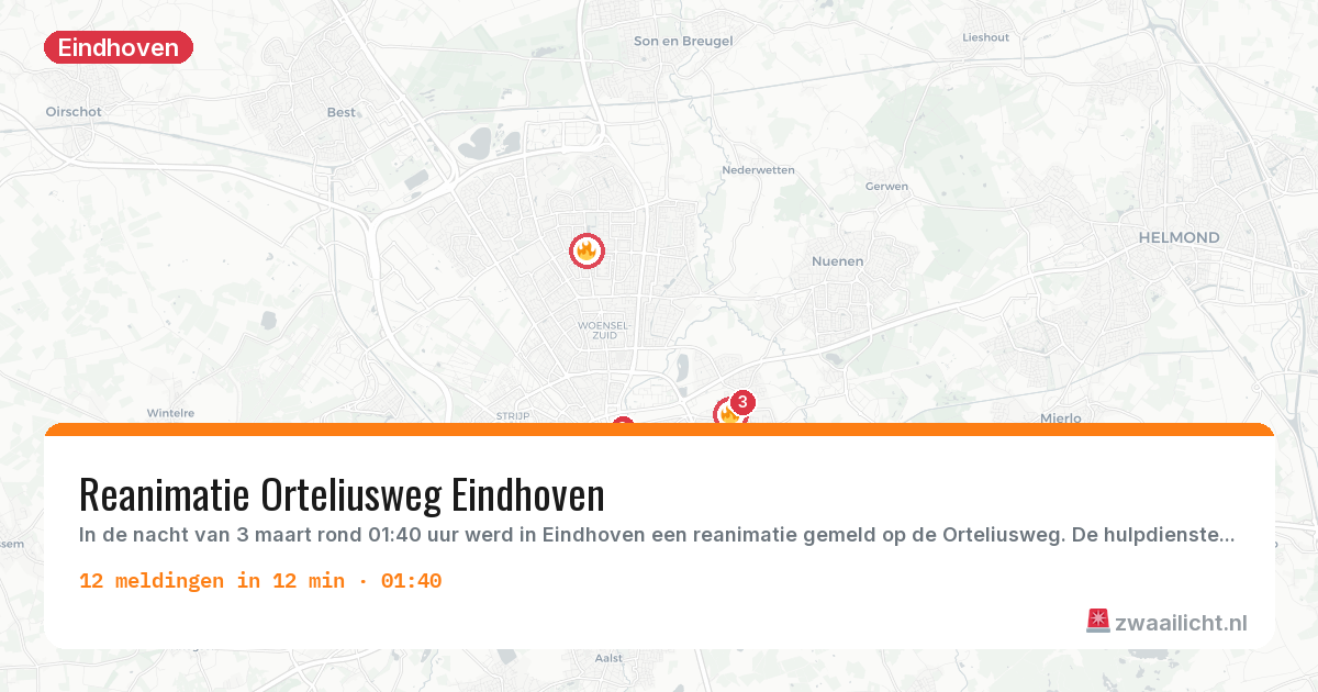 Kaart van de activiteitspiek bij Eindhoven