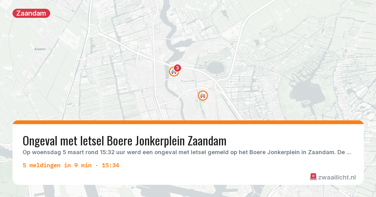 Kaart van de activiteitspiek bij Zaandam