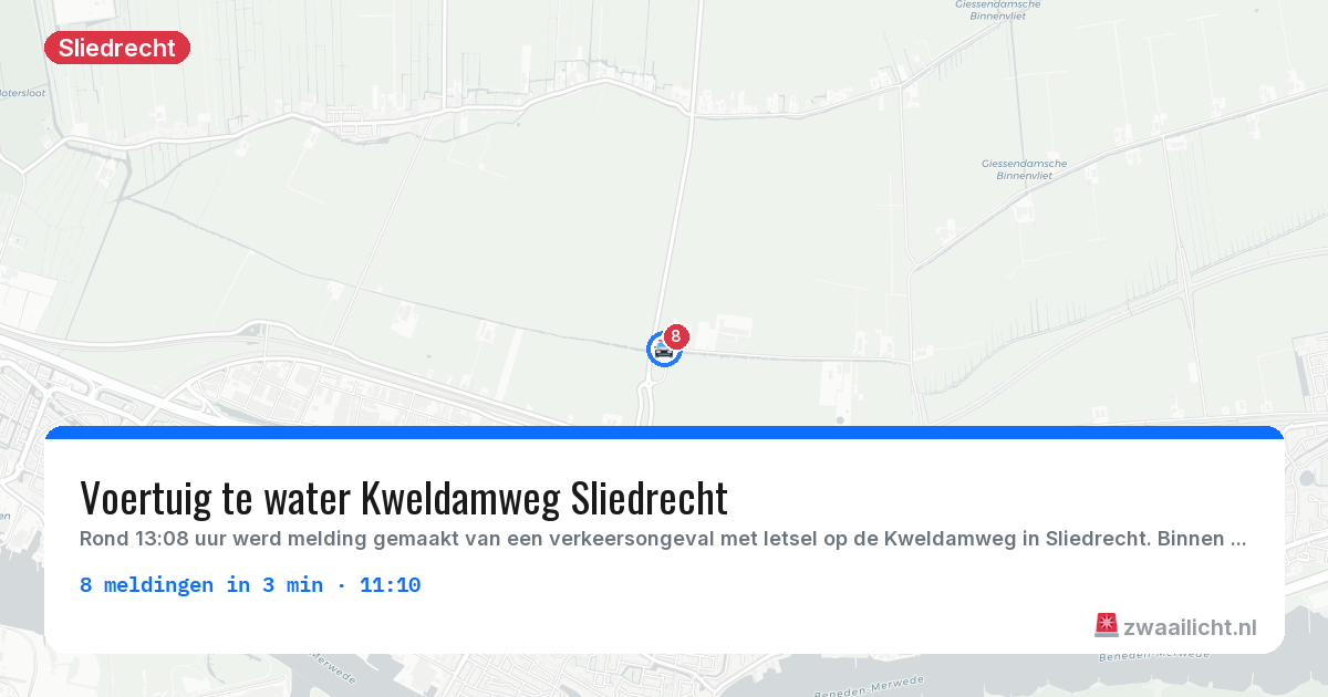 Kaart van de activiteitspiek bij Sliedrecht