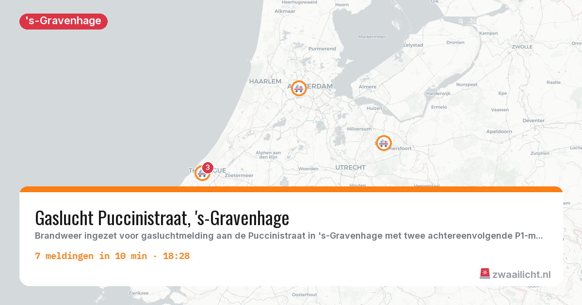 Kaart van de activiteitspiek bij 's-Gravenhage