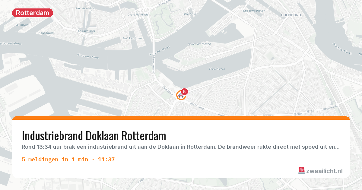 Kaart van de activiteitspiek bij Rotterdam