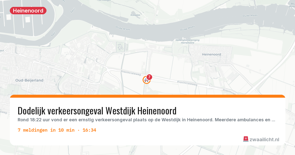 Kaart van de activiteitspiek bij Heinenoord