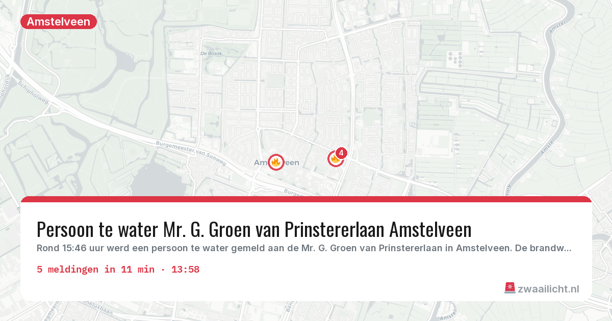 Kaart van de activiteitspiek bij Amstelveen
