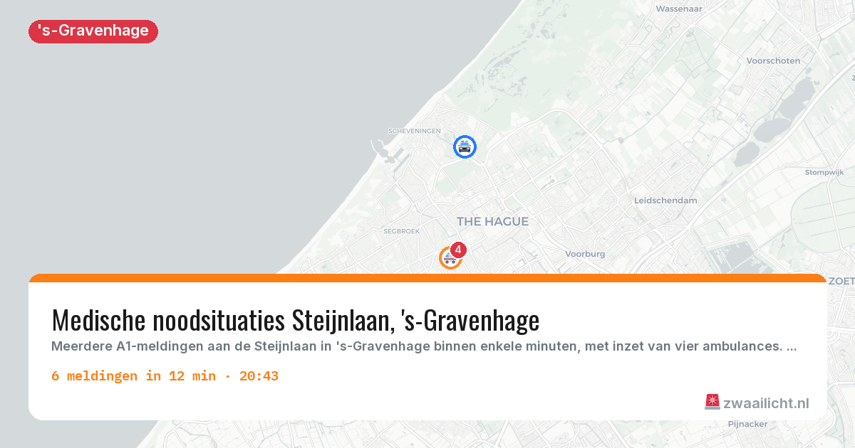 Kaart van de activiteitspiek bij 's-Gravenhage