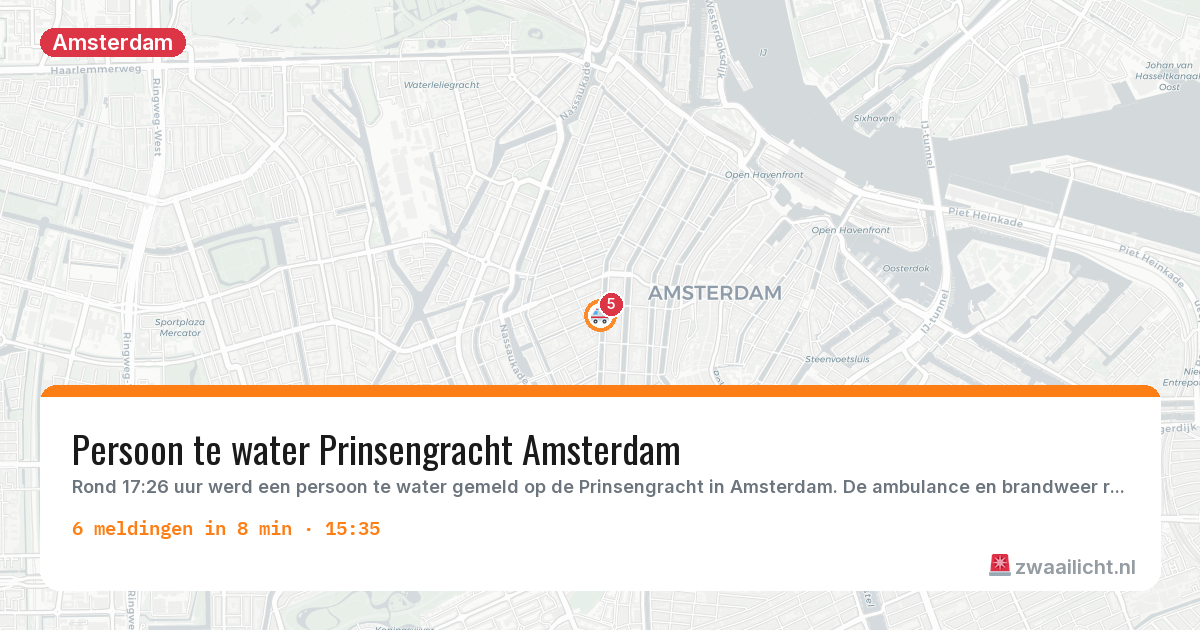 Kaart van de activiteitspiek bij Amsterdam