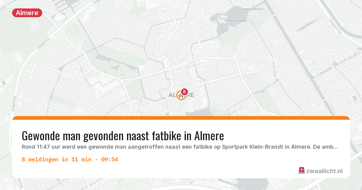 Kaart van de activiteitspiek bij Almere