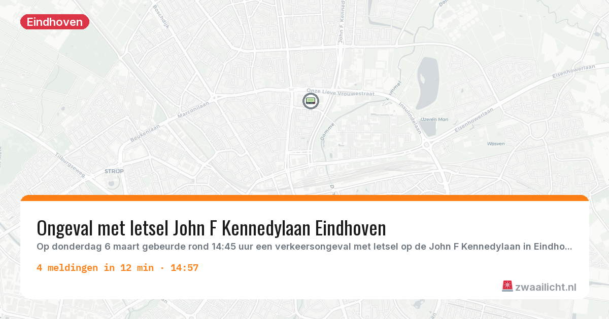 Kaart van de activiteitspiek bij Eindhoven