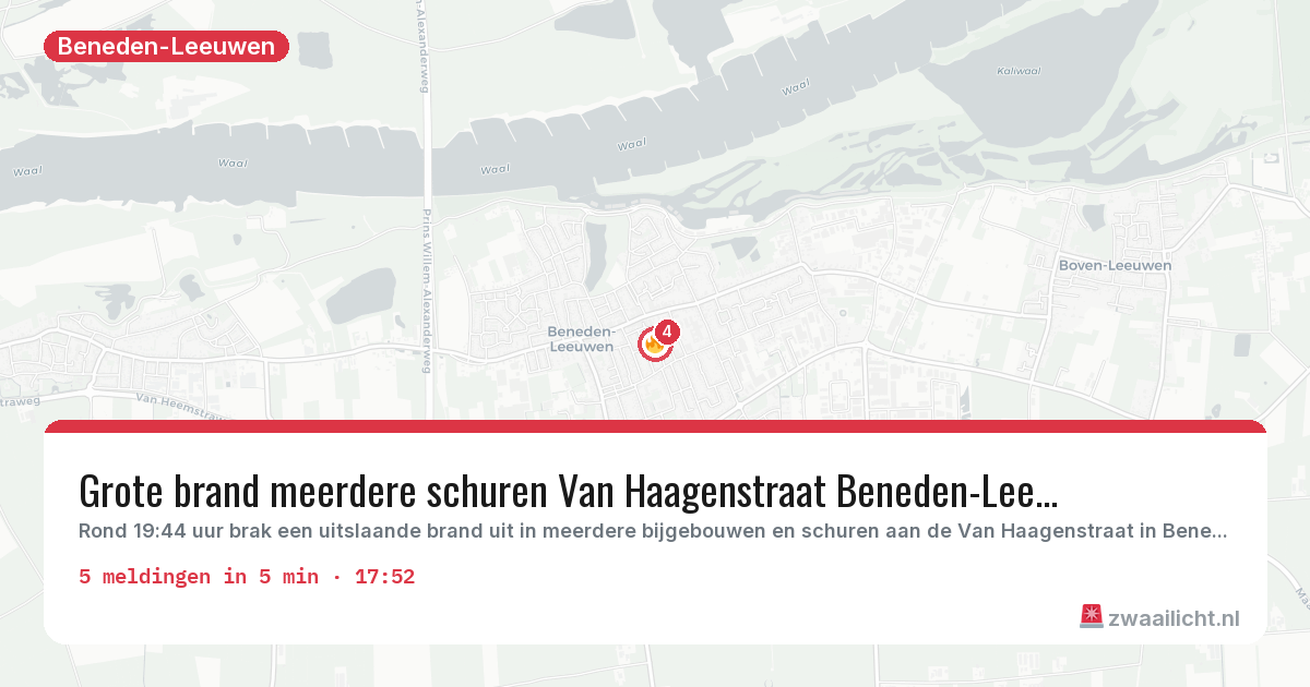 Kaart van de activiteitspiek bij Beneden-Leeuwen
