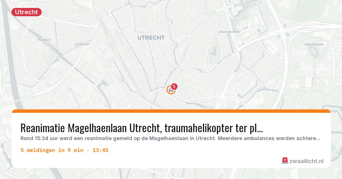 Kaart van de activiteitspiek bij Utrecht