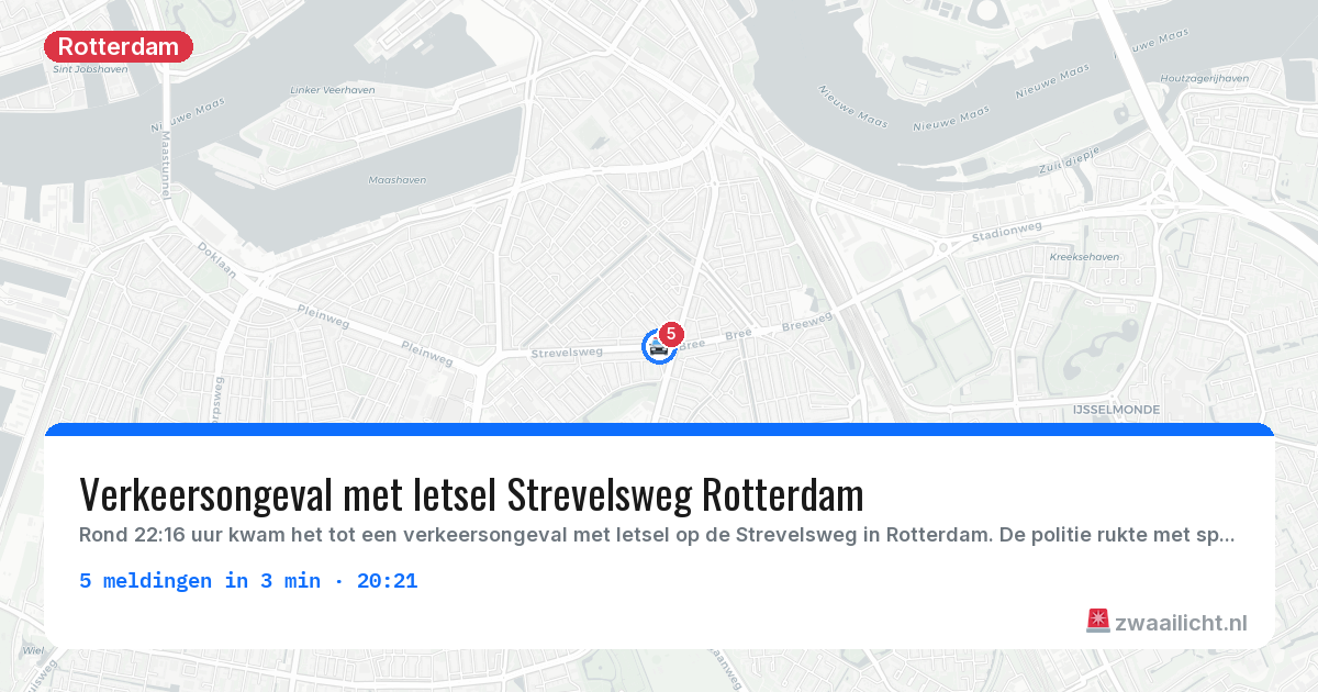 Kaart van de activiteitspiek bij Rotterdam
