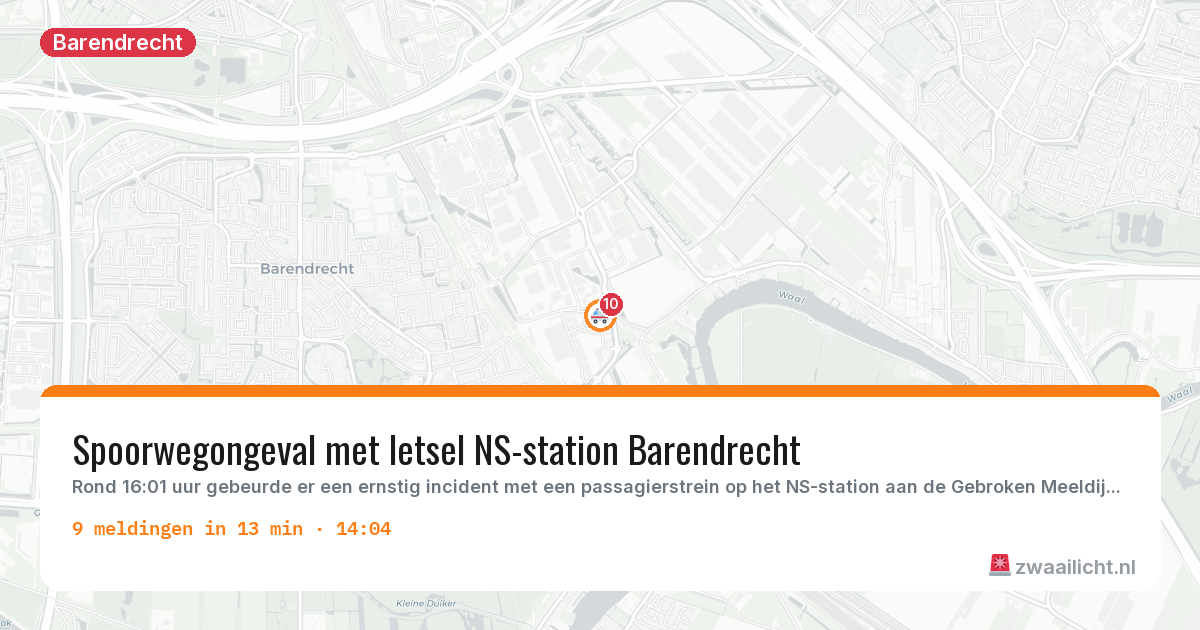 Kaart van de activiteitspiek bij Barendrecht