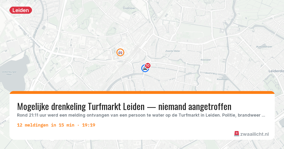 Kaart van de activiteitspiek bij Leiden