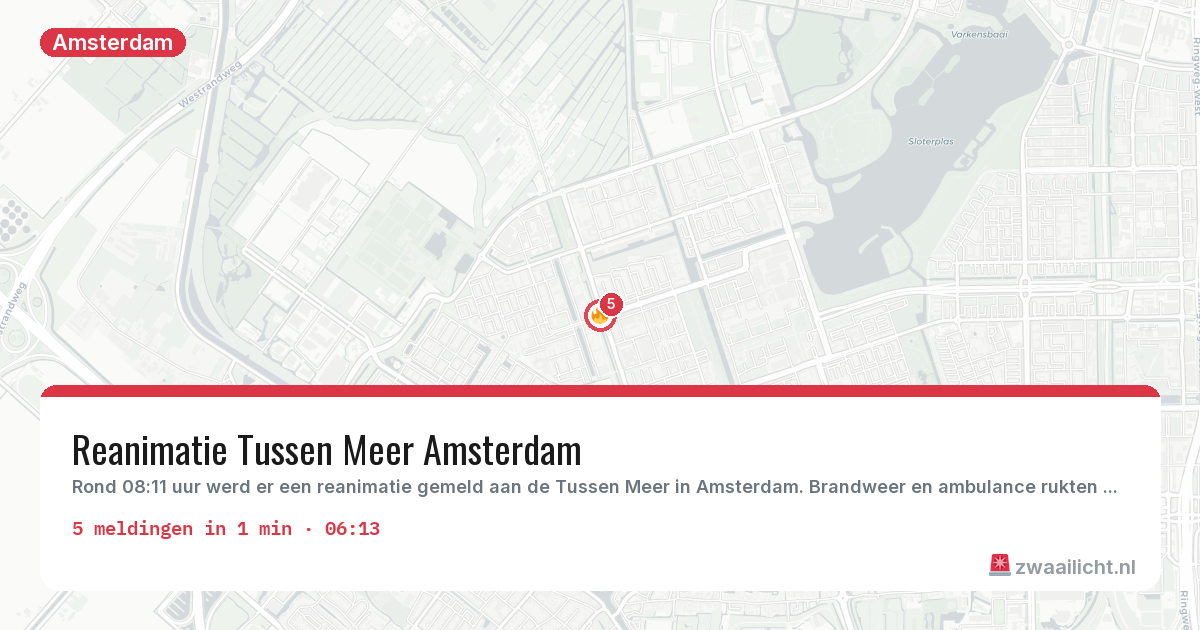 Kaart van de activiteitspiek bij Amsterdam