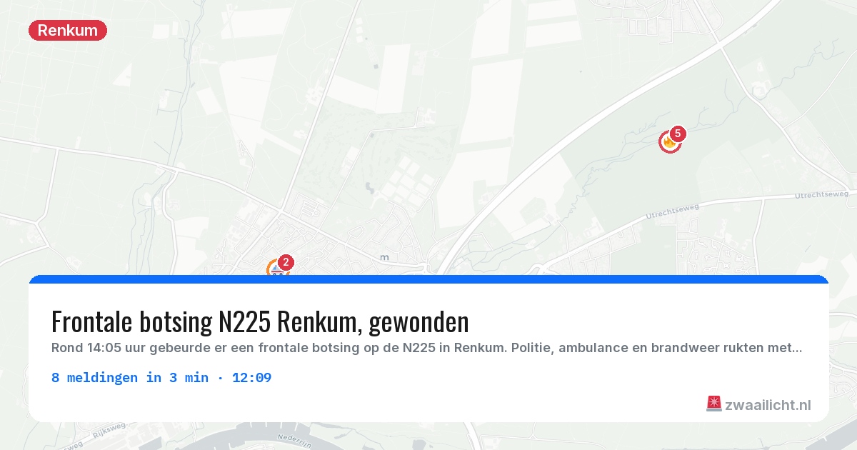 Kaart van de activiteitspiek bij Renkum