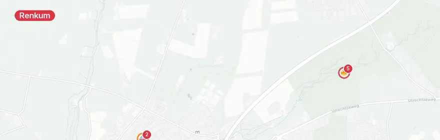 Kaart van Frontale botsing N225 Renkum, gewonden