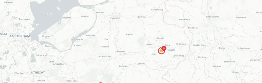 Kaart van Grote brand Langestraat Delden