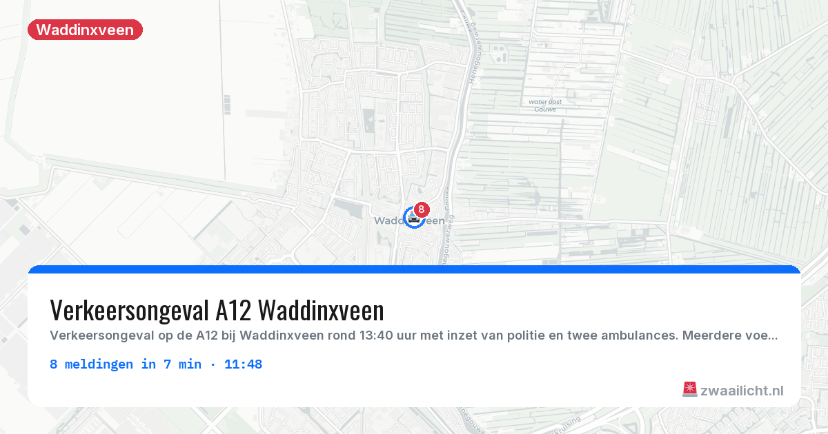 Kaart van de activiteitspiek bij Waddinxveen
