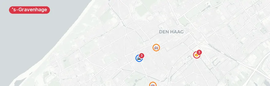 Kaart van Gaslekkage en verkeersongeval in Den Haag