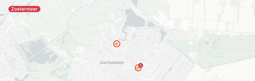 Kaart van Meerdere ongevallen en brandmelding in Zoetermeer