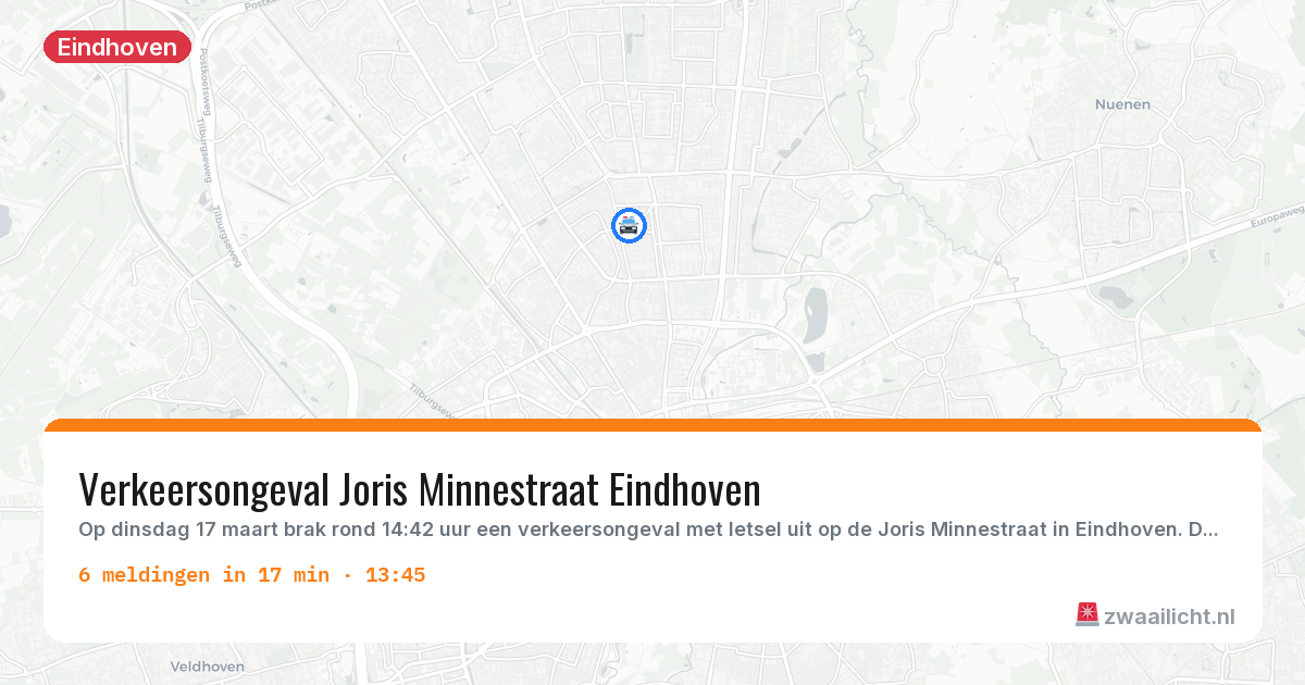 Kaart van de activiteitspiek bij Eindhoven