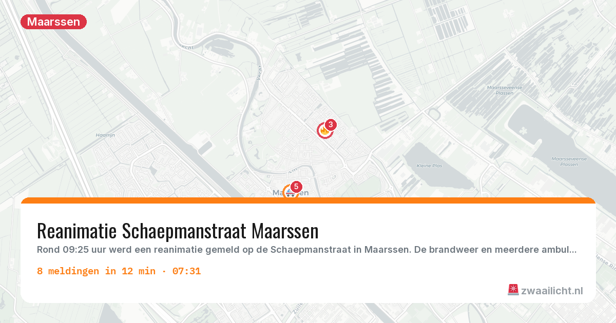 Kaart van de activiteitspiek bij Maarssen