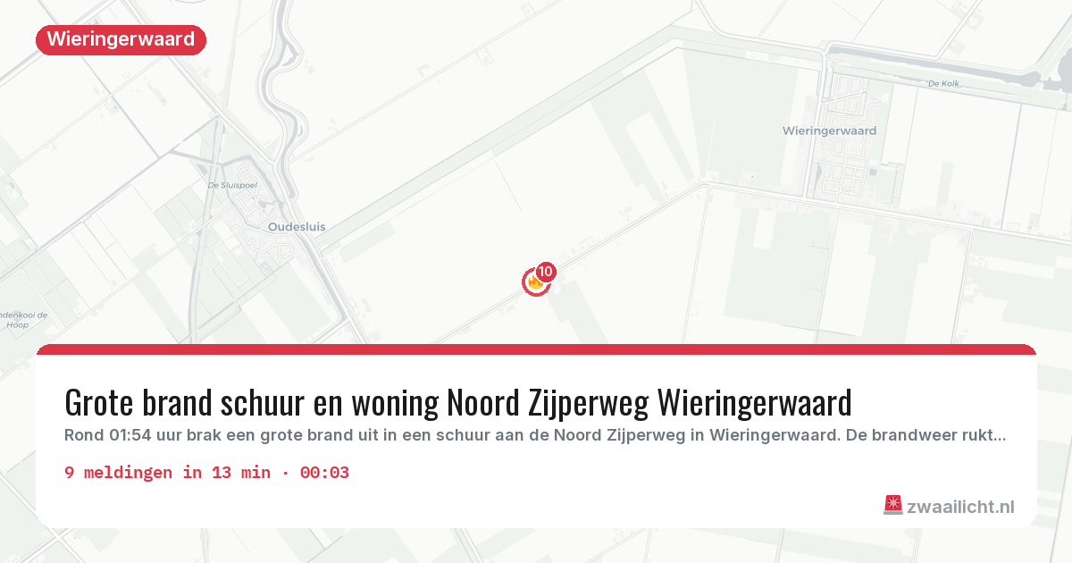 Kaart van de activiteitspiek bij Wieringerwaard