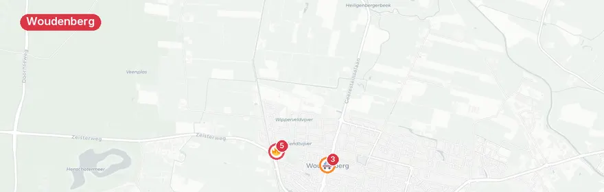 Kaart van Reanimatie Voorstraat Woudenberg, traumahelikopter ingezet