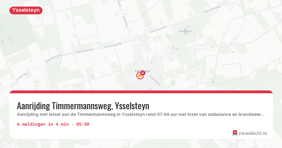 Kaart van de activiteitspiek bij Ysselsteyn