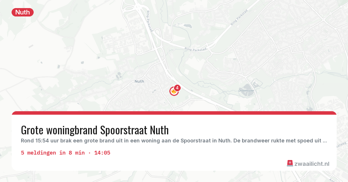 Kaart van de activiteitspiek bij Nuth