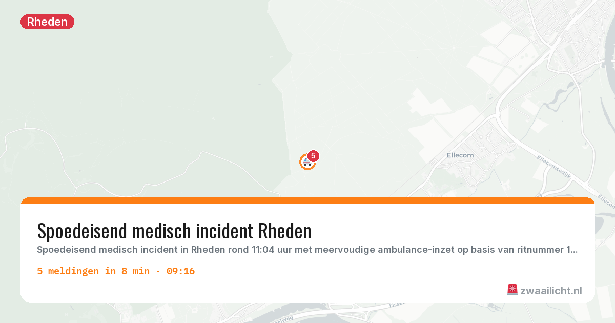 Kaart van de activiteitspiek bij Rheden