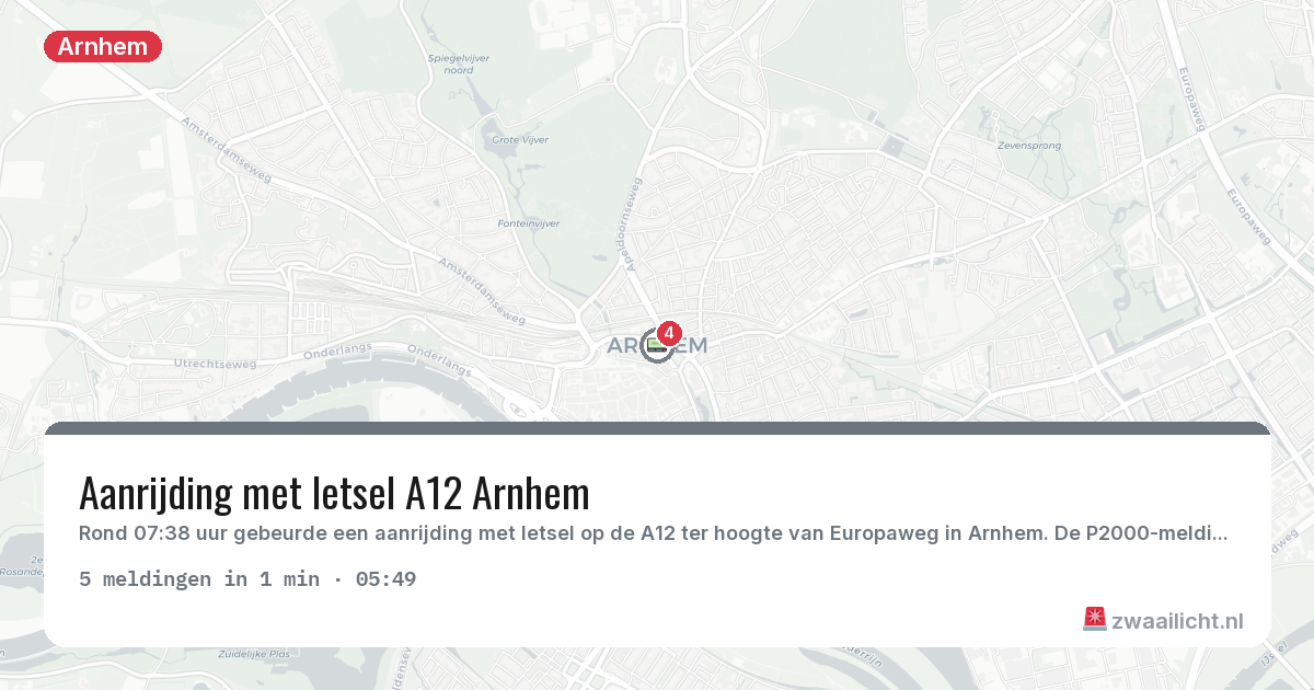 Kaart van de activiteitspiek bij Arnhem