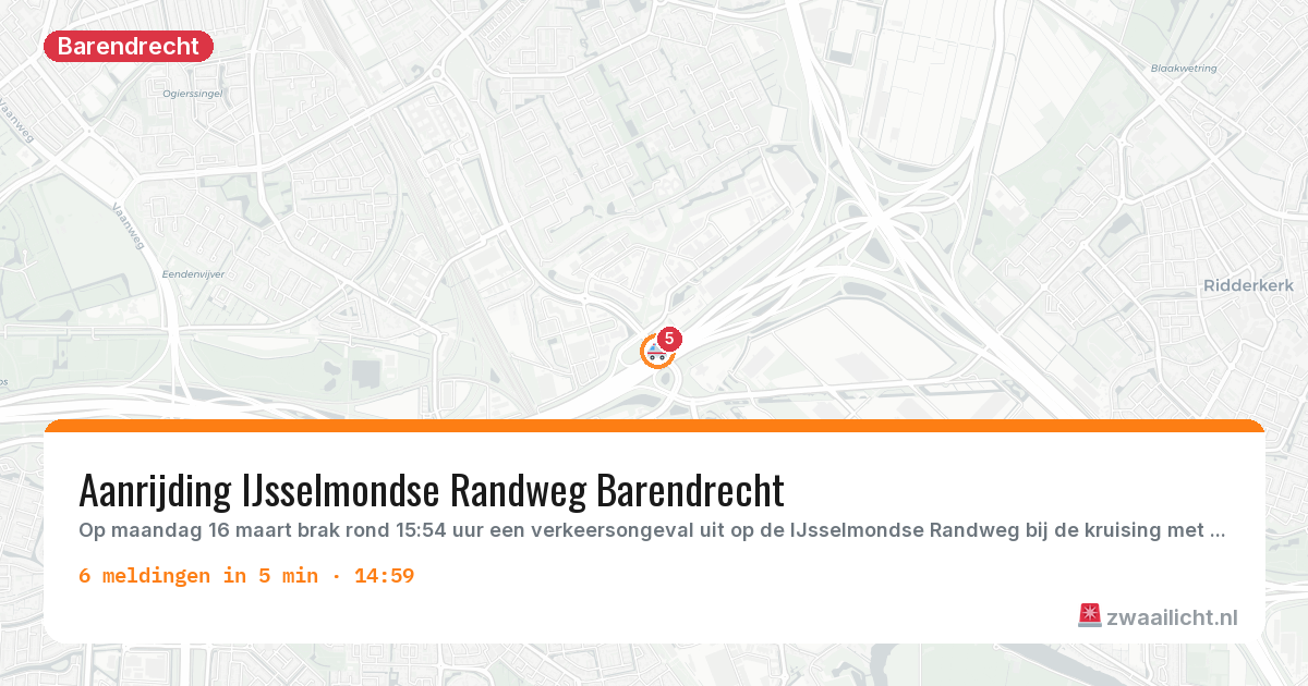 Kaart van de activiteitspiek bij Barendrecht