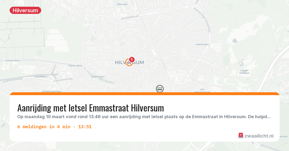 Kaart van de activiteitspiek bij Hilversum