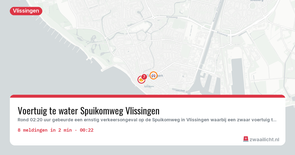 Kaart van de activiteitspiek bij Vlissingen