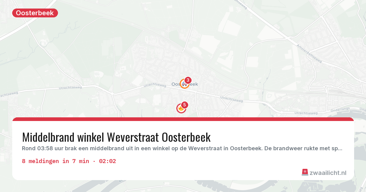 Kaart van de activiteitspiek bij Oosterbeek